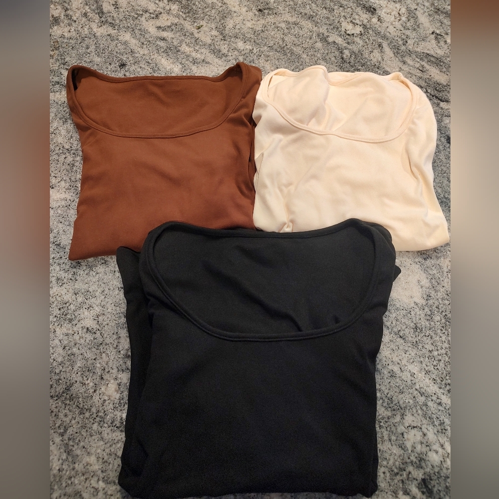 SHEIN Long Sleeve Tops - Black, Cream, and Brown - Picture 2 of 6
